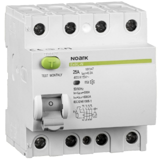 Noark 108341 Ex9L-N 4P 63A 300mA Proudový chránič, Icn=6kA, 4-pól, In=63A, IΔn=300mA, typ AC