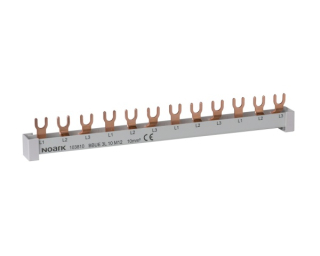 Noark 103802 BBU 1L 10 M12 EC Propojovací lišta, 1fázová, 10mm2, 63A, 12 modulů, včetně koncových krytů