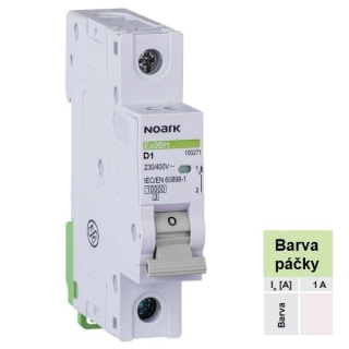Noark 100450 Ex9BH 1P D1  Instalační jistič 10 kA, charakteristika D, 1 A, 1pól