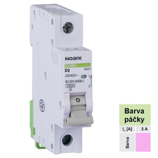Noark 100451 Ex9BH 1P D2  Instalační jistič 10 kA, charakteristika D, 2 A, 1pól