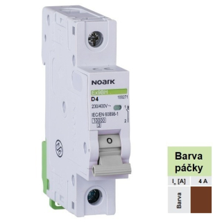 Noark 100453 Ex9BH 1P D4  Instalační jistič 10 kA, charakteristika D, 4 A, 1pól