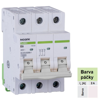 Noark 100497 Ex9BH 3P D3 Instalační jistič 10 kA, charakteristika D, 3 A, 3pól