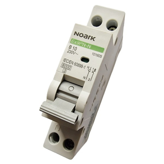 Noark 101605 Ex9PN-N 1PN B10 Instalační jistič, šířka 1 modul, 6 kA, charakteristika B, 10 A, 1+Npól