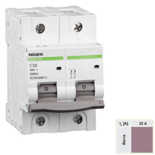 Noark 102757 Ex9B125 2P C32A Instalační jistič 25 kA, charakteristika C, 32 A, 2-pól