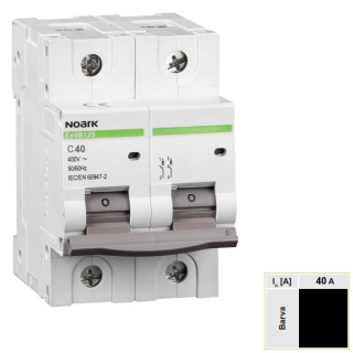 Noark 102758 Ex9B125 2P C40A Instalační jistič 25 kA, charakteristika C, 40 A, 2-pól