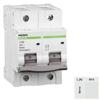 Noark 102761 Ex9B125 2P C80A Instalační jistič 20 kA, charakteristika C, 80 A, 2-pól