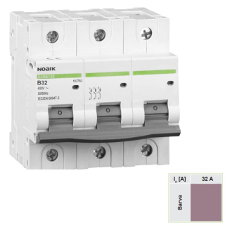 Noark 102777 Ex9B125 3P B32A Instalační jistič 25 kA, charakteristika B, 32 A, 3-pól