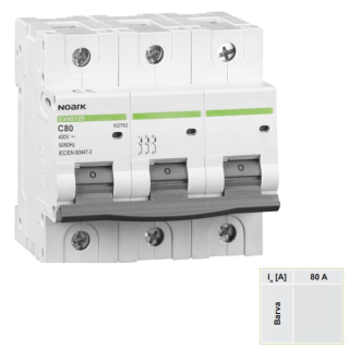 Noark 102791 Ex9B125 3P C80A Instalační jistič 20 kA, charakteristika C, 80 A, 3-pól