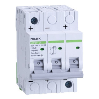 Noark 110097 Ex9BP-JX(+) 3P C6 DC instalační jistič 10 kA, charakteristika C, 6 A, 750 V DC, 3pól