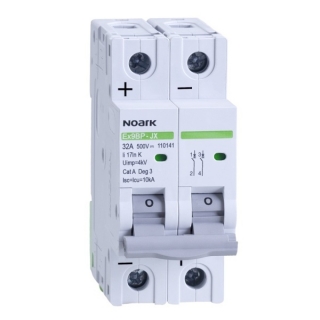 Noark 110133 Ex9BP-JX(+) 2P K2 DC instalační jistič 10 kA, charakteristika K, 2 A, 500 V DC, 2pól