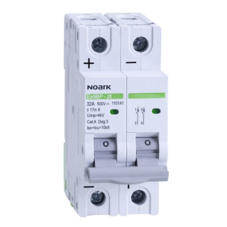 Noark 110136 Ex9BP-JX(+) 2P K6 DC instalační jistič 10 kA, charakteristika K, 6 A, 500 V DC, 2pól