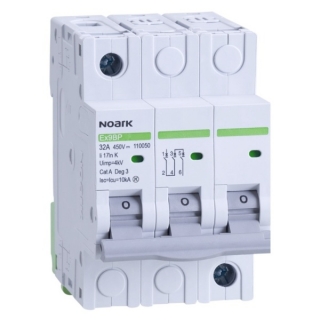 Noark 109991 Ex9BP 3P DC450V C4 DC instalační jistič 10 kA pro PV aplikace, charakteristika C, 4 A, 450 V DC, šířka 3TE