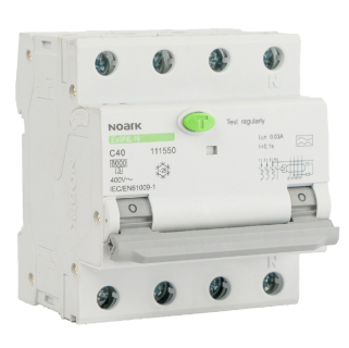 Noark 111510 Ex9NL-N 3P+N B40 300mA EU Proud. chránič s nadpr. ochr., Icn=6kA, 3+Npól, char. B, In=40A, I?n=300mA, typ AC