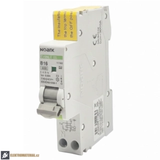 Noark 111162 Ex9NLE EL 1PN B16 30mA A Jednomodulový Elektronický proud. chránič s nadpr. ochr., Icn=6kA, 1+Npól, char. B, In=16A, I?n=30mA, typ A