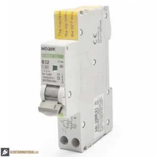Noark 111165 Ex9NLE EL 1PN B32 30mA A Jednomodulový Elektronický proud. chránič s nadpr. ochr., Icn=6kA, 1+Npól, char. B, In=32A, I?n=30mA, typ A