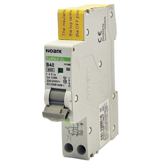 Noark 111166 Ex9NLE EL 1PN B40 30mA A Jednomodulový Elektronický proud. chránič s nadpr. ochr., Icn=6kA, 1+Npól, char. B, In=40A, I?n=30mA, typ A