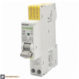 Noark 111167 Ex9NLE EL 1PN C6 30mA A Jednomodulový Elektronický proud. chránič s nadpr. ochr., Icn=6kA, 1+Npól, char. C, In=6A, I?n=30mA, typ A