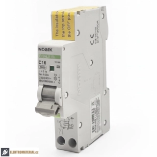 Noark 111169 Ex9NLE EL 1PN C16 30mA A Jednomodulový Elektronický proud. chránič s nadpr. ochr., Icn=6kA, 1+Npól, char. C, In=16A, I?n=30mA, typ A