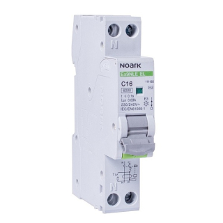 Noark 111170 Ex9NLE EL 1PN C20 30mA A Jednomodulový Elektronický proud. chránič s nadpr. ochr., Icn=6kA, 1+Npól, char. C, In=20A, I?n=30mA, typ A