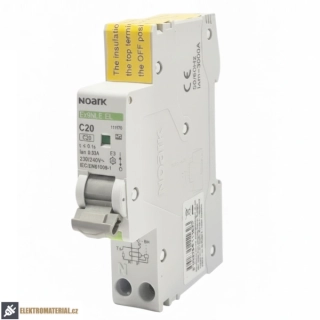 Noark 111170 Ex9NLE EL 1PN C20 30mA A Jednomodulový Elektronický proud. chránič s nadpr. ochr., Icn=6kA, 1+Npól, char. C, In=20A, I?n=30mA, typ A
