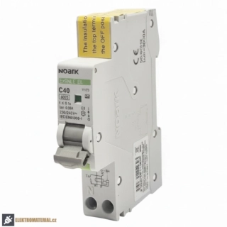 Noark 111173 Ex9NLE EL 1PN C40 30mA A Jednomodulový Elektronický proud. chránič s nadpr. ochr., Icn=6kA, 1+Npól, char. C, In=40A, I?n=30mA, typ A