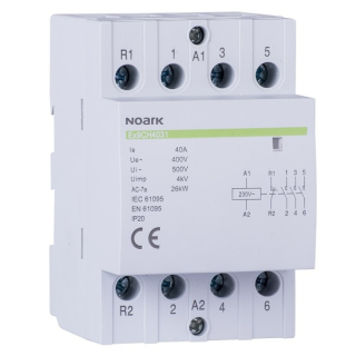Noark 107027 Ex9CH63 31 24V 50/60Hz Instalační stykač, 63 A, ovl. 24V, 3 NO + 1 NC kontakty