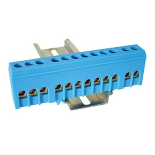 Můstek na neutrální a ochranné vodiče (N/PE), uzavřený, modrý