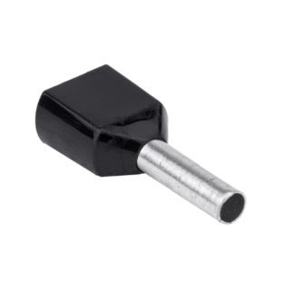 Tracon E13IR Dvojité izolované lisovací dutinky, černé 2×1,5mm2, L=8mm