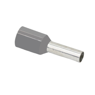 Tracon E16 Izolované lisovací dutinky s plastovým krčkem, šedé 2,5mm2, L=14,2mm