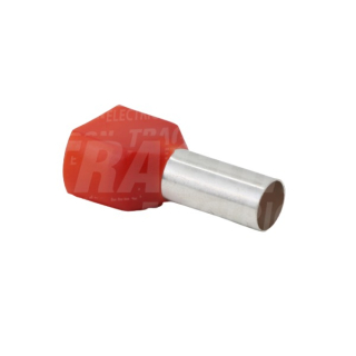 Tracon E24I Dvojité izolované lisovací dutinky, červené 2×10mm2, l=14mm