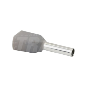 Tracon E50I Dvojité izolované lisovací dutinky, šedé 2×0,75mm2, l=8mm