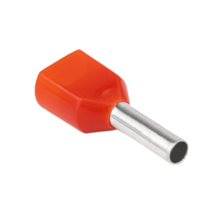 Tracon E90I Dvojité izolované lisovací dutinky, červené 2×1mm2, l=8mm