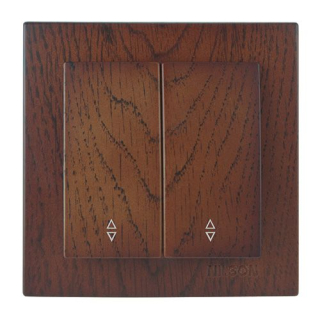 ELITE - Dvojitý střídavý vypínač č.5B tmavé dřevo - vlašský ořech