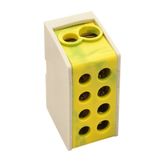 Tracon FLE-16ZS Rozvodná odbočná svorka, zeleno-žlutá, průběžná 2×16mm2 / 2×16mm2, 400VAC, 76A