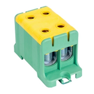 Tracon FLEAL-95/2ZS Rozvodná svorka, montáž na DINlištu a na povrch, zeleno/žl. 16-95mm2, max. 1000VAC/1500VDC, max.245A