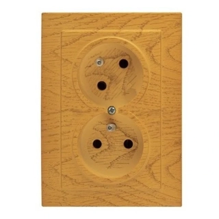 ELITE - Dvojitá zásuvka světlé dřevo - dub