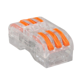 Tracon OVOTT33 Krabicová svorka spojka s páčkou pružinová průsvitná 0,5-4mm2, 32A, 400VAC 3P