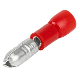 Tracon PH4 Izolované Cu lisovací banánky, červené, pocínované 1,5mm2, (d1=1,7mm, d2=4mm), PVC