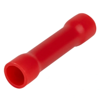 Tracon PTH Izolované Cu lisovací spojky, červené, pocínované 1,5mm2, (L=25mm, d1=2mm), PVC