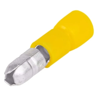 Tracon SH4 Izolované Cu lisovací banánky, žluté, pocínované 6mm2, (d1=3,6mm, d2=5mm), PVC