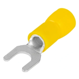 Tracon SV6 Izolované Cu lisovací vidlice, žluté, pocínované 6mm2, M6, (d1=3,4mm, d2=6,4mm), PVC