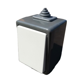 Venkovní vypínač č.6 schodišťový na zeď ABB 3553-06929 S, IP44, šedý