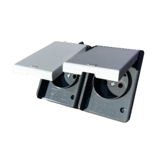 Venkovní dvojzásuvka IP44 na zeď vodotěsná ABB 5518-2029 S šedá