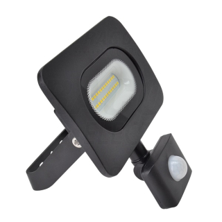 Tracon RSMDLM10H SMD reflektor se snímačem pohybu, s nastav.citlivostí,černý 220-240V,10W,4000K,IP65, 800lm,120°, 10s-7min, 3-10m, EEI=G