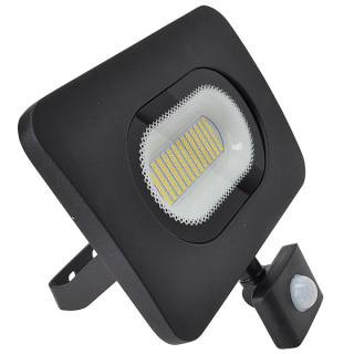 Tracon RSMDLM50H SMD reflektor se snímačem pohybu, s nastav.citlivostí,černý 220-240V,50W,4000K,IP65,4000lm,120°, 10s-7min, 3-10m, EEI=G