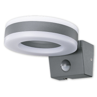 Tracon SLOMA20W Nástěnné svítidlo se snímačem pohybu, kulaté,antracit 230VAC,20W,1700lm,4500K,10s-5m,3-2000lx,9m,IP65,EEI=F