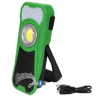 Tracon STLBT10W Akumulátorová ruční LED svítilna s reproduktorem Bluetooth 10/3W, 6000K, 3.7V 3000mAh, 500/180lm, 3,5h, Bluetooth 4.2