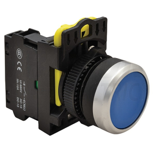 Tracon NYG3-B Klasické tlačítko, modré 1×NO, 5A/230V AC-15, IP65