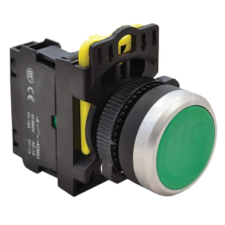 Tracon NYG3-G Klasické tlačítko, zelené 1×NO, 5A/230V AC-15, IP65