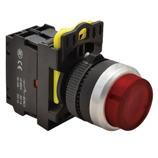 Tracon NYG3-HLR Výstupní tlačítko, prosvětlené červené 1×NC, 5A/230V AC-15, IP65, LED 230V AC/DC
